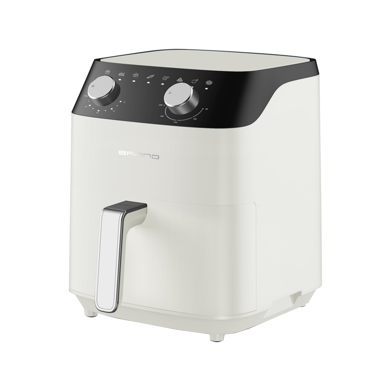 Stainless steel opaque touch screen control square texture white air fryer - (opaque)