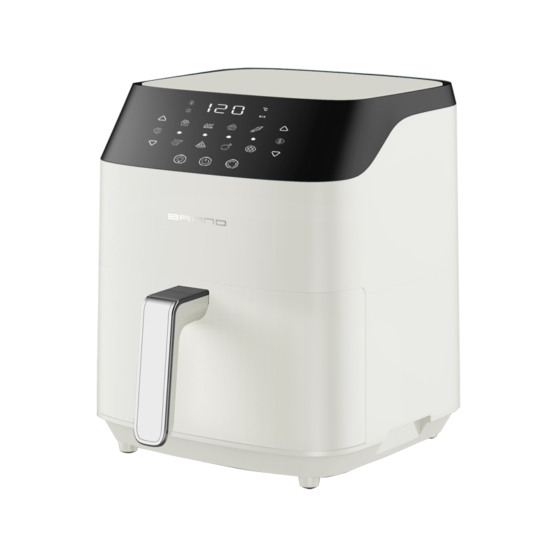 Stainless steel opaque touch screen control square texture white air fryer - (opaque)