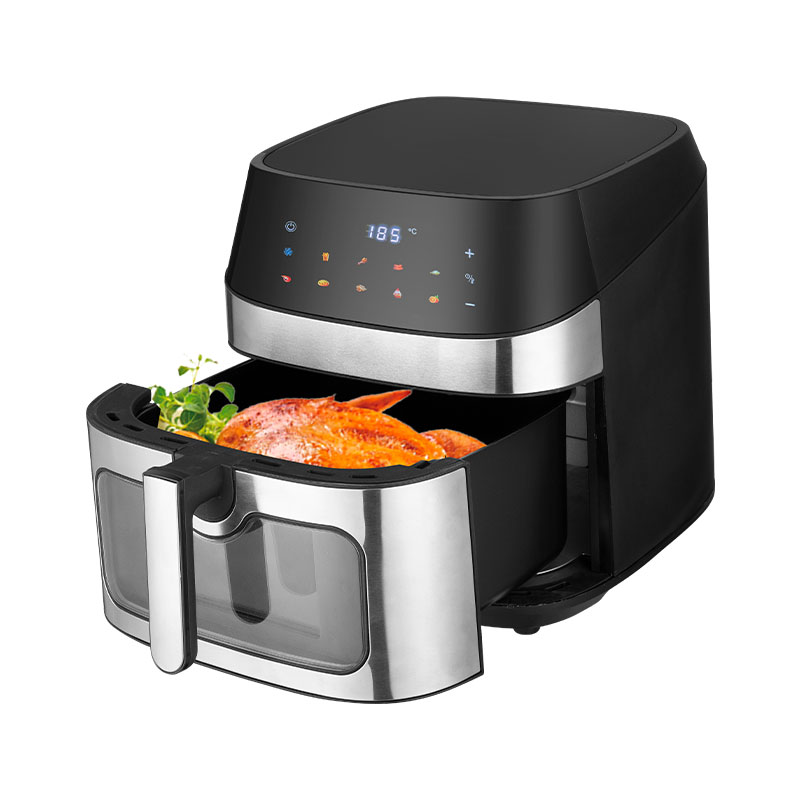 How does an air fryer oven ensure even cooking, especially for larger items like whole chickens or roasts?
