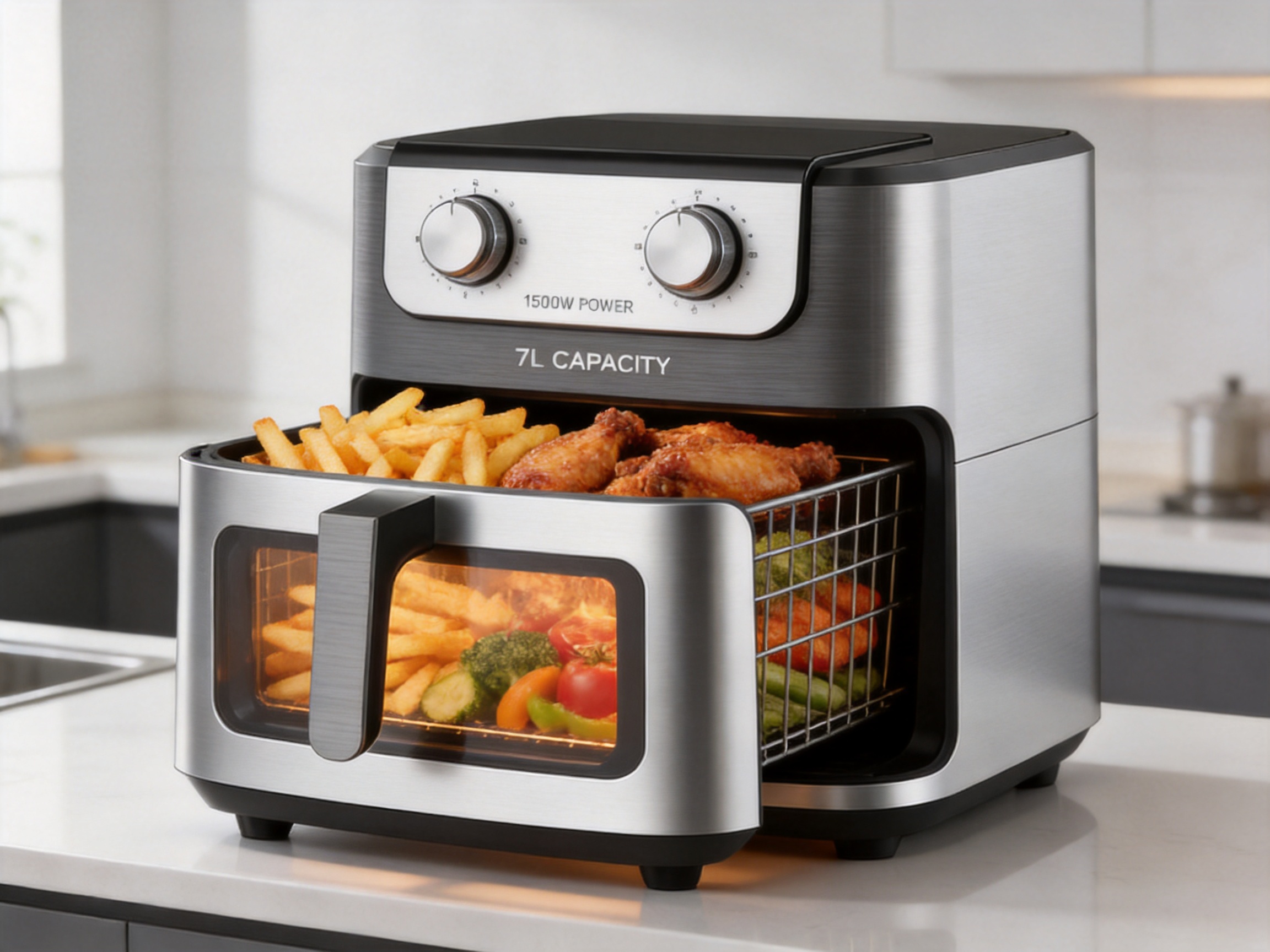 7L Mechanical Window Air Fryer for Modern High-Volume Kitchen Programs