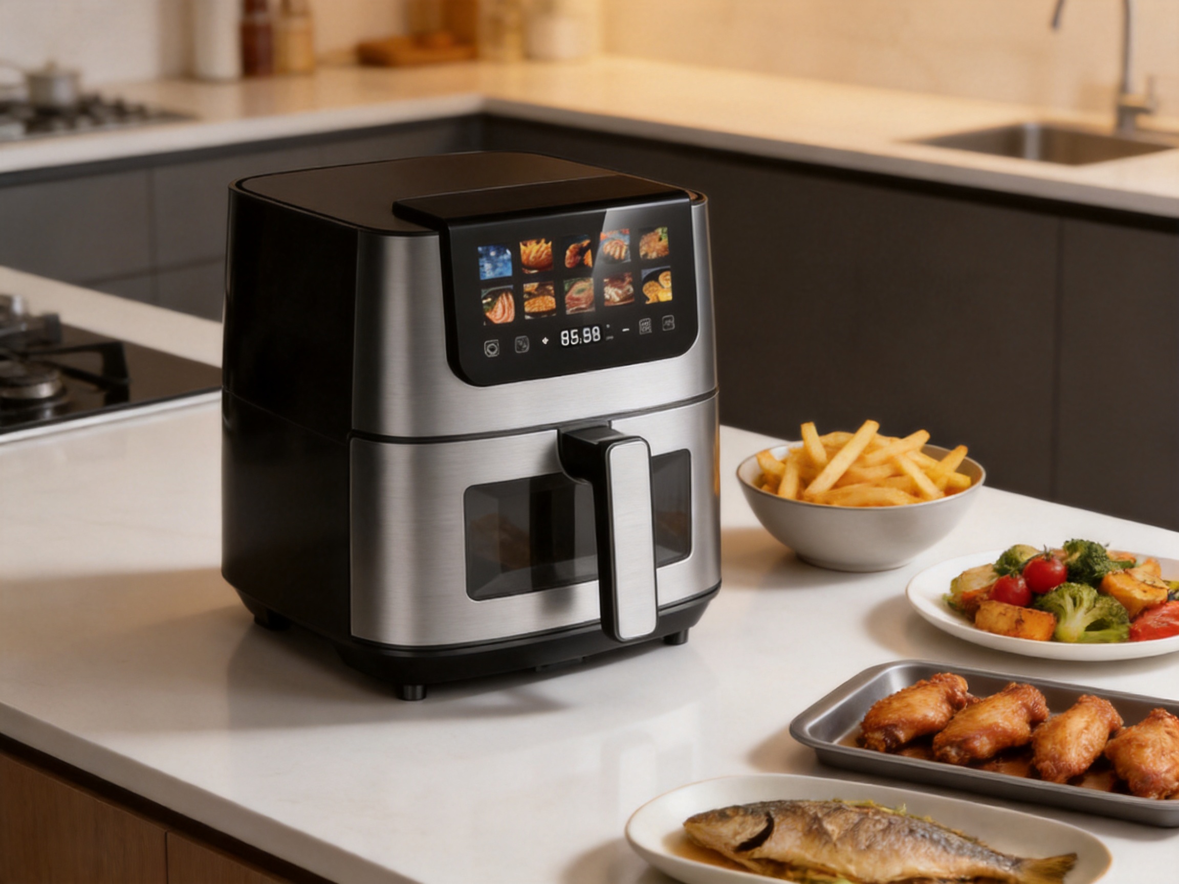 How a Large-Capacity LCD Touch Air Fryer Supports Modern Kitchen Cooking