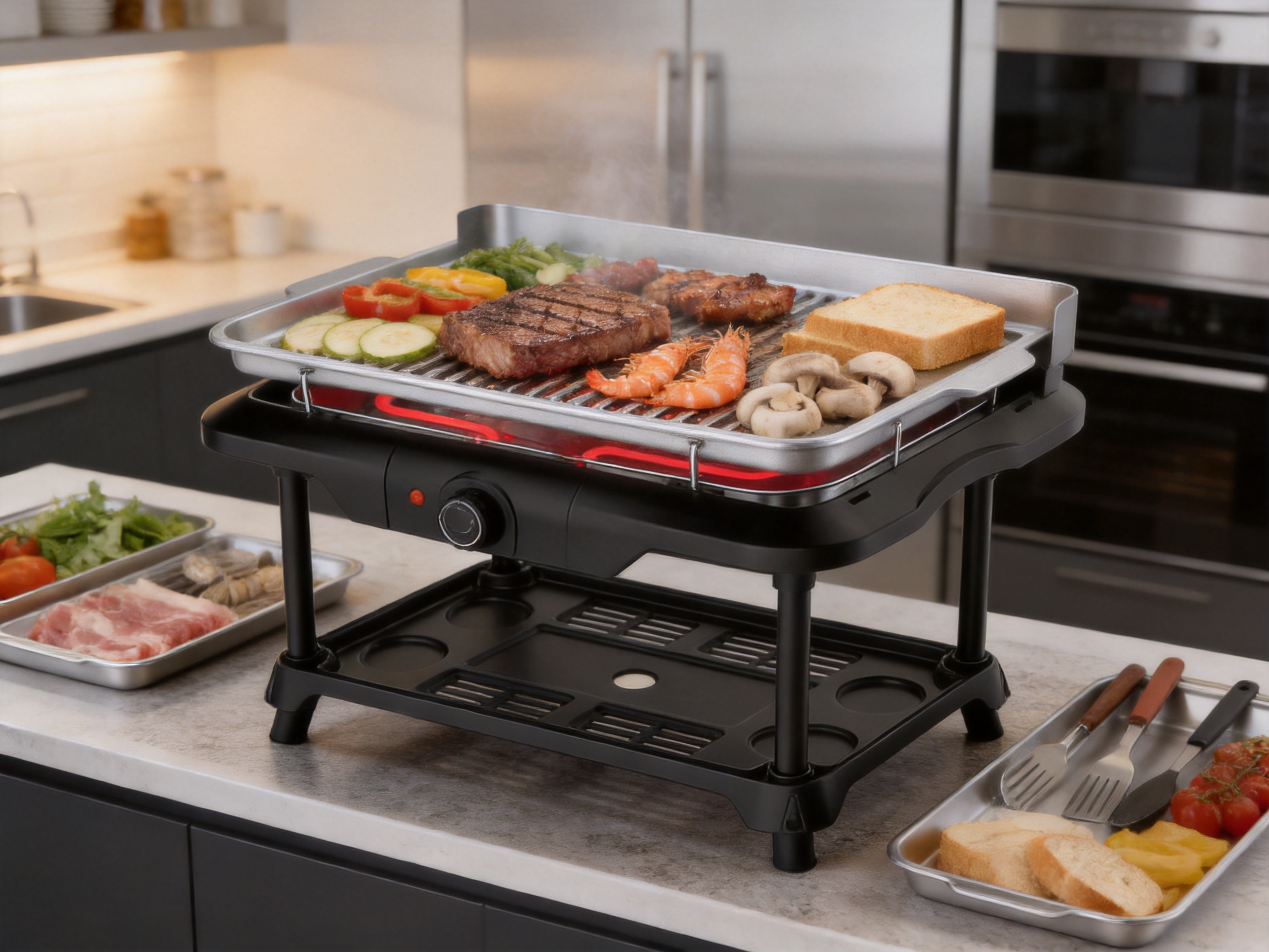 MCT-006AP Smokeless Grill: Portable Electric Grilling for Indoor and Outdoor Cooking