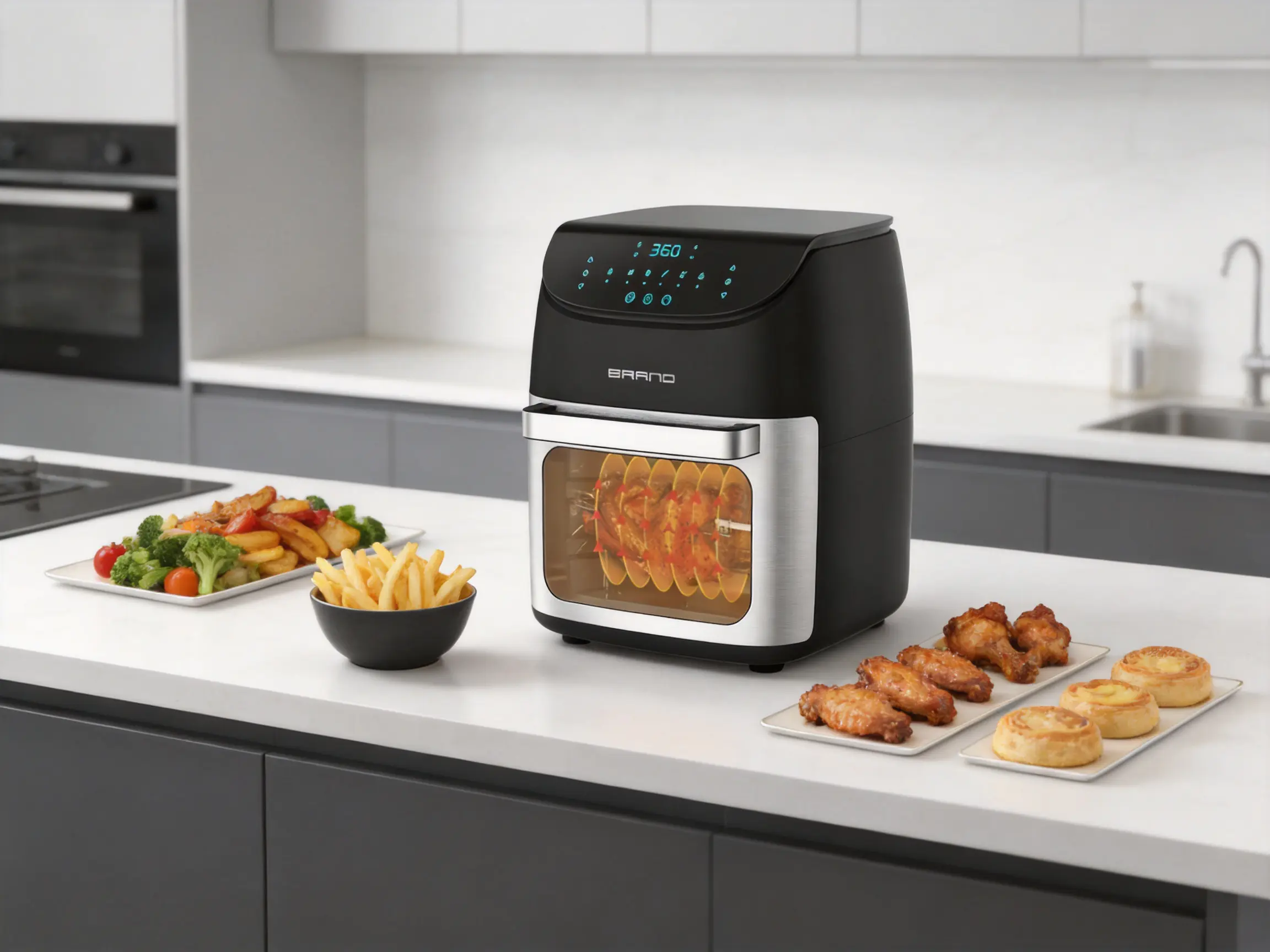 Inclined LCD Touch Air Fryer: Large-Capacity Multifunctional Cooking for Modern Kitchens